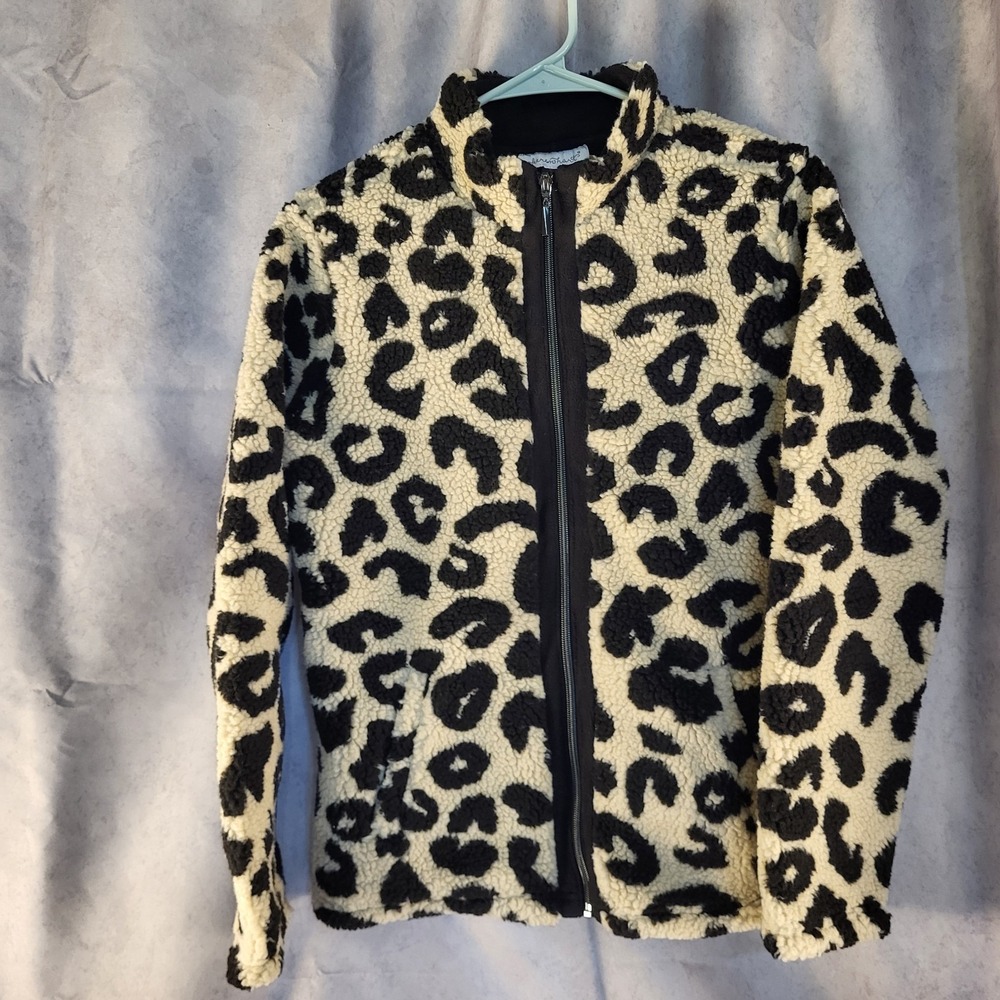 NWT Keren Hart Women's S Cheetah Fleece Full Zip Jacket
